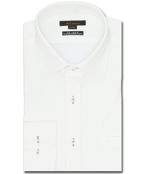 ノーアイロンストレッチ スタンダードフィット ワイドカラー長袖ニットシャツ