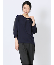 カットジョーゼット 7分袖 クループルオーバー