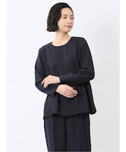 ツイードペプラム 長袖プルオーバーブラウス(セットアップ可能)