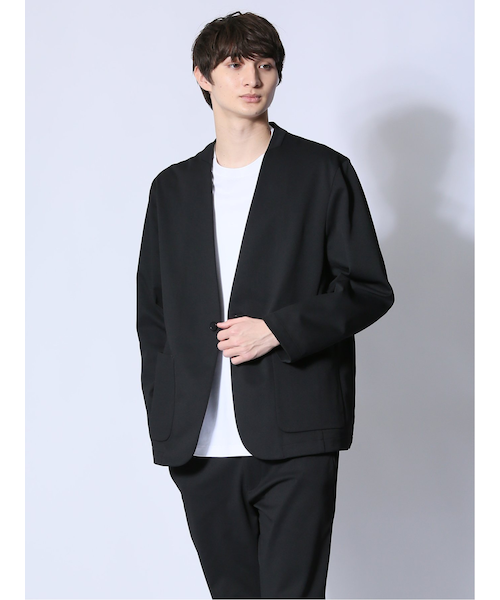 【NEW】m．f．エディトリアル（m．f．editorial）/circle motion JERSEY ノーカラージャケット(セットアップ可能) circle motion JERSEY ノーカラージャケット(セットアップ可能