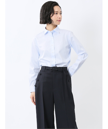 嬉しい機能 レギュラーカラー 長袖シャツ サックス
