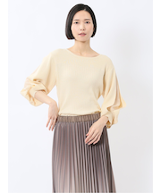 クルーネック 7分袖 ニットプルオーバー