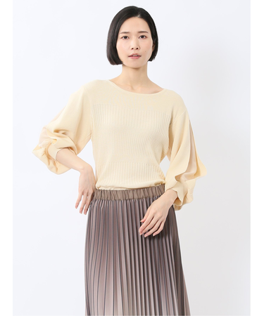 クルーネック 7分袖 ニットプルオーバー