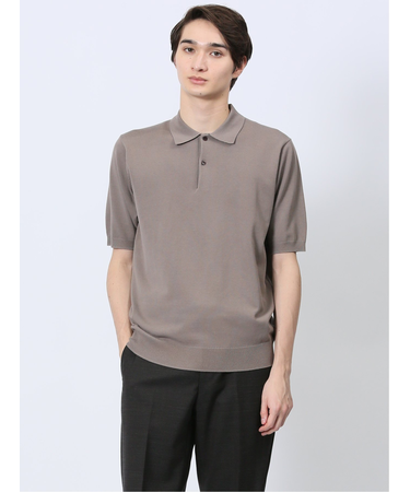 ウォッシャブル 綿混ニット ポロシャツ