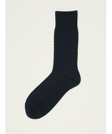 ストレッチ抗菌防臭 市松柄クルーソックス