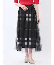 チャームベリーチック/CHRM BERRY TIC チュールチェック柄 ギャザースカート