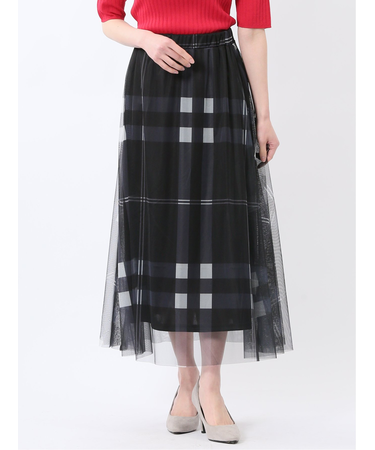 チャームベリーチック/CHRM BERRY TIC チュールチェック柄 ギャザースカート