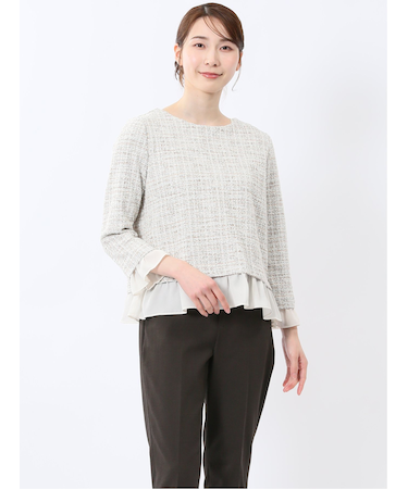 カットツイード レイヤード風プルオーバー