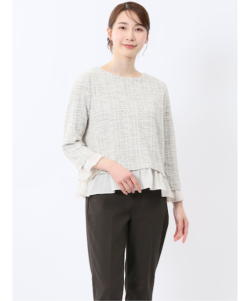 カットツイード レイヤード風プルオーバー