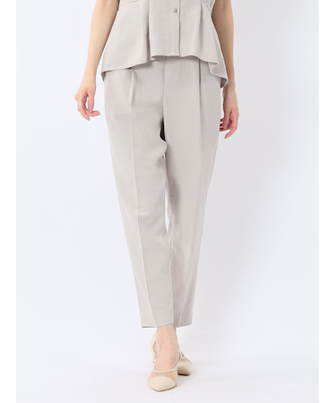 麻調合繊 ベルト付き テーパードパンツ(セットアップ可能)