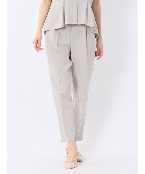 麻調合繊 ベルト付き テーパードパンツ(セットアップ可能)