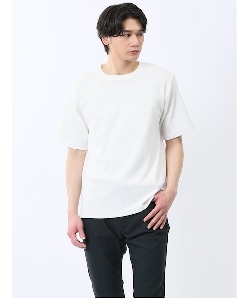 ジャガード クルーネック半袖Tシャツ