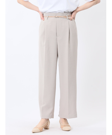 麻調合繊 ベルト付き ワイドパンツ（セットアップ可能）