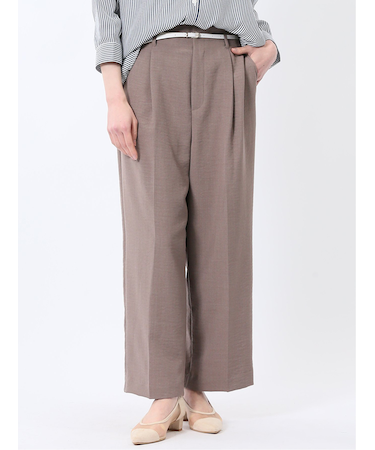 麻調合繊 ベルト付き ワイドパンツ（セットアップ可能）
