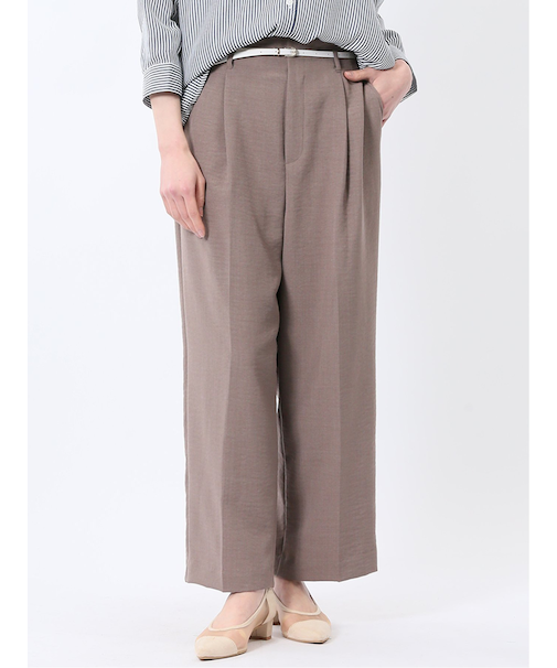 麻調合繊 ベルト付き ワイドパンツ（セットアップ可能）