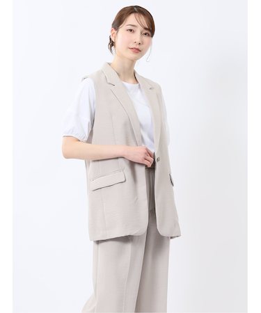 麻調合繊 テーラード ロングジレ（セットアップ可能）