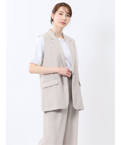 麻調合繊 テーラード ロングジレ（セットアップ可能）