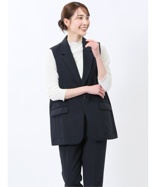 麻調合繊 テーラード ロングジレ（セットアップ可能）
