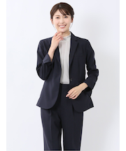 ウェザーストレッチウォッシャブル 1ボタンジャケット 紺(セットアップ可能)