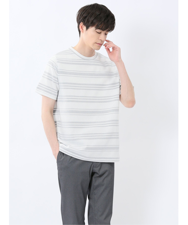 メッシュボーダー クルーネック半袖Tシャツ