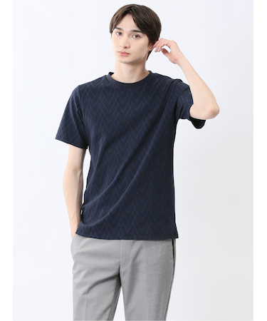 プレーティングジャガード クルーネック半袖Tシャツ
