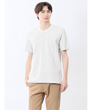 メランジ 裏ボーダー Vネック半袖Tシャツ