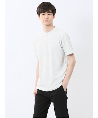 メッシュ かすれプリント クルーネック半袖Tシャツ