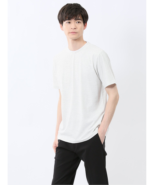 メッシュ かすれプリント クルーネック半袖Tシャツ
