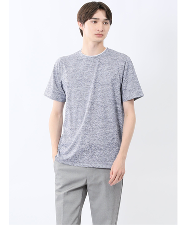 メッシュ かすれプリント クルーネック半袖Tシャツ