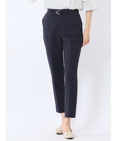 ストレッチウォッシャブル サッカー テーパードパンツ 紺(セットアップ可能)