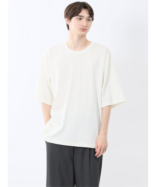 カウラ/kaule ケーブルジャガード クルーネック半袖Tシャツ