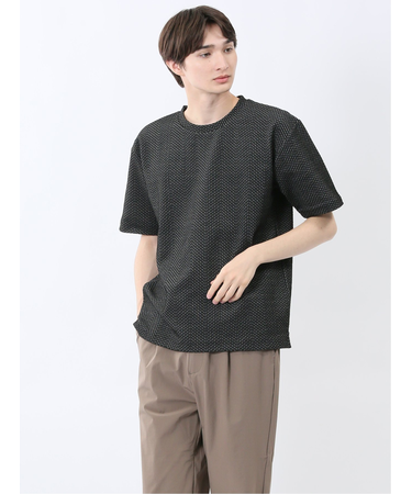 ジグザグジャガード クルーネック半袖Tシャツ