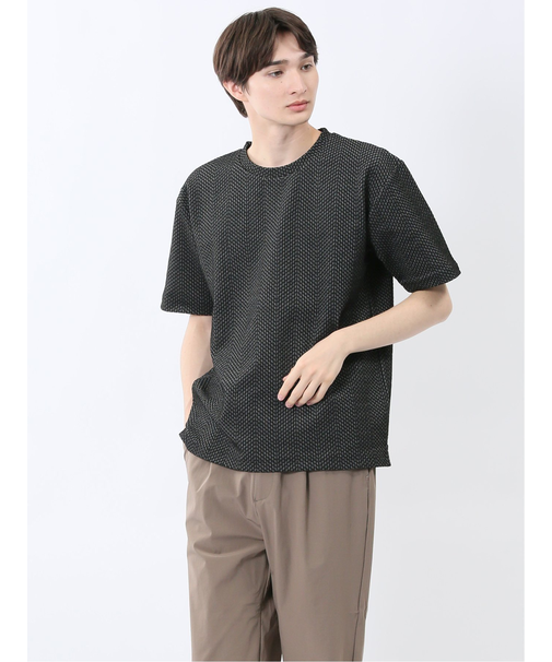 ジグザグジャガード クルーネック半袖Tシャツ