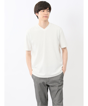 バイヤスジャガード Vネック半袖Tシャツ