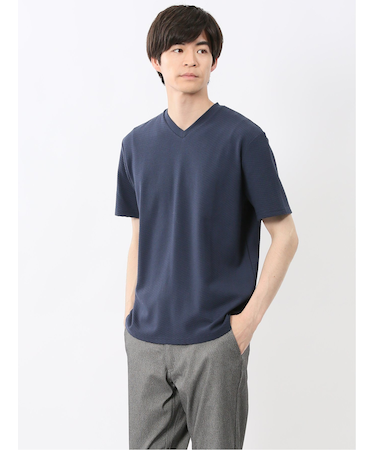 バイヤスジャガード Vネック半袖Tシャツ