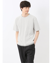 格子柄ジャガード クルーネック半袖Tシャツ