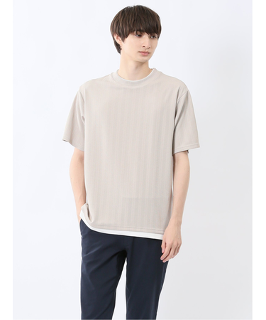 ストライプジャガード クルーネック半袖Tシャツ