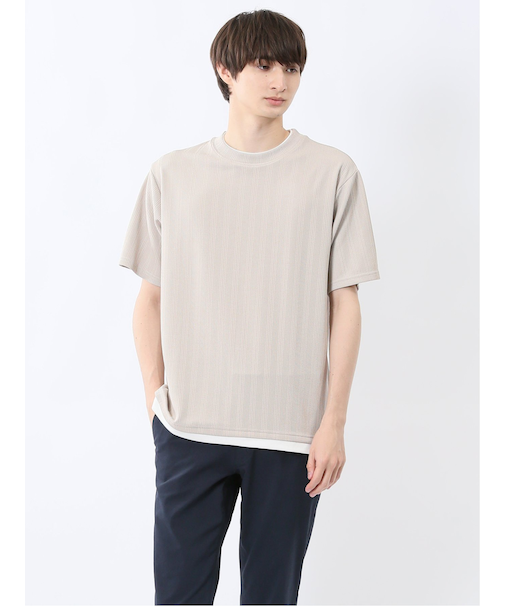 ストライプジャガード クルーネック半袖Tシャツ