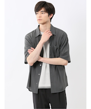 冷感 格子柄ジャガード 半袖シャツ