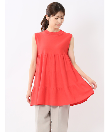 ティアード ノースリ ニットプルオーバー