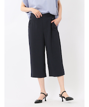 麻調合繊 ボタン付き クロップドパンツ(セットアップ可能)
