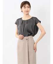 シボサテン ノースリ プルオーバーブラウス