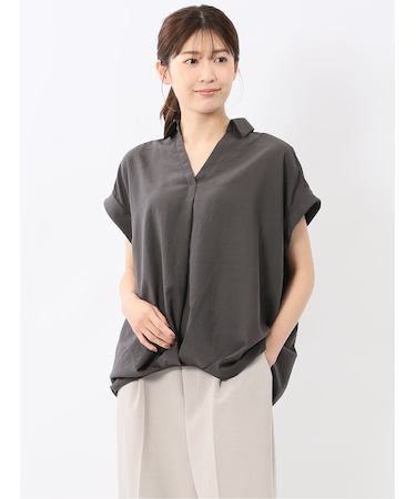 フロントタックかぶり スキッパーシャツ