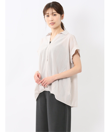 フロントタックかぶり スキッパーシャツ