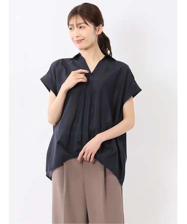 フロントタックかぶり スキッパーシャツ