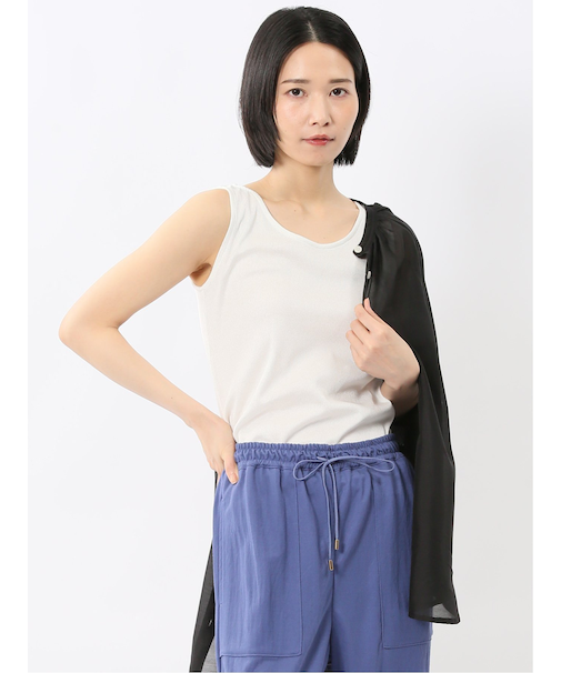 接触冷感 吸水速乾 ブライトリブ タンクトップ