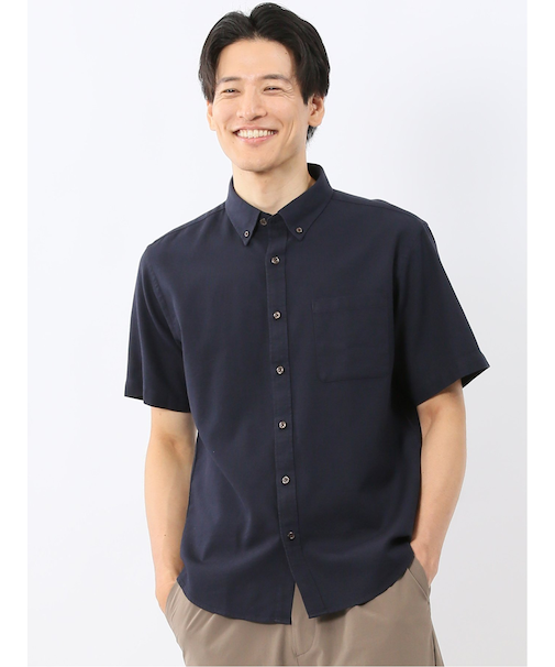 綿100% ドビー ボタンダウン半袖シャツ