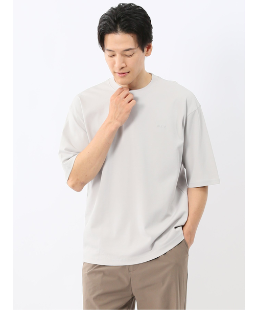 綿100% ロゴ刺繍 クルーネック半袖Tシャツ