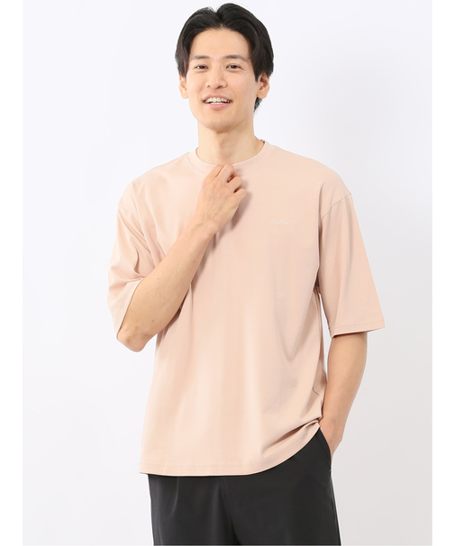 綿100% ロゴ刺繍 クルーネック半袖Tシャツ