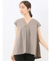 布帛切替 バックフレア 半袖プルオーバー